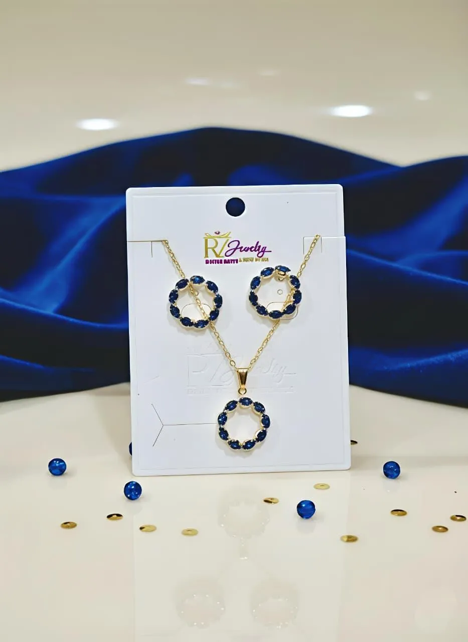 Modern Gold Plated Crystal Pendant Set for Women