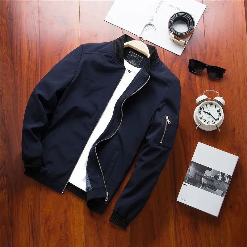 Men Black Baseball Jacket Premium Lightweight Casual Outerwear