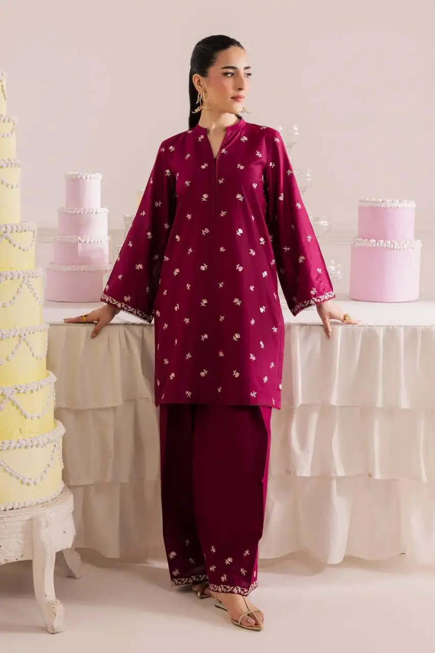 2 Pcs Women's Unstitched Embroidered Suit