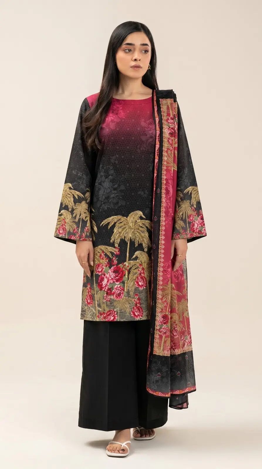 3 Pcs Women's Unstitched Printed Suit