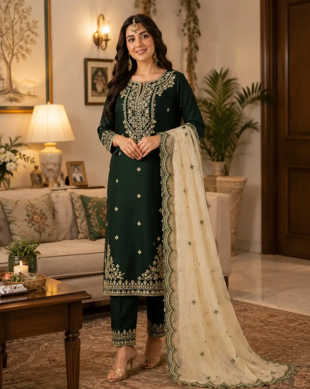3 Pcs Women's Unstitched Embroidered Suit