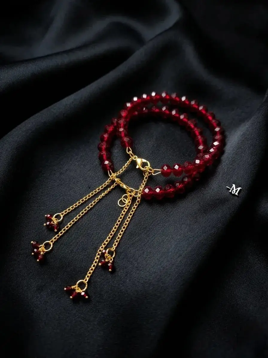 2 Pcs Modern Design Gold Plated Crystal Chain Bracelet