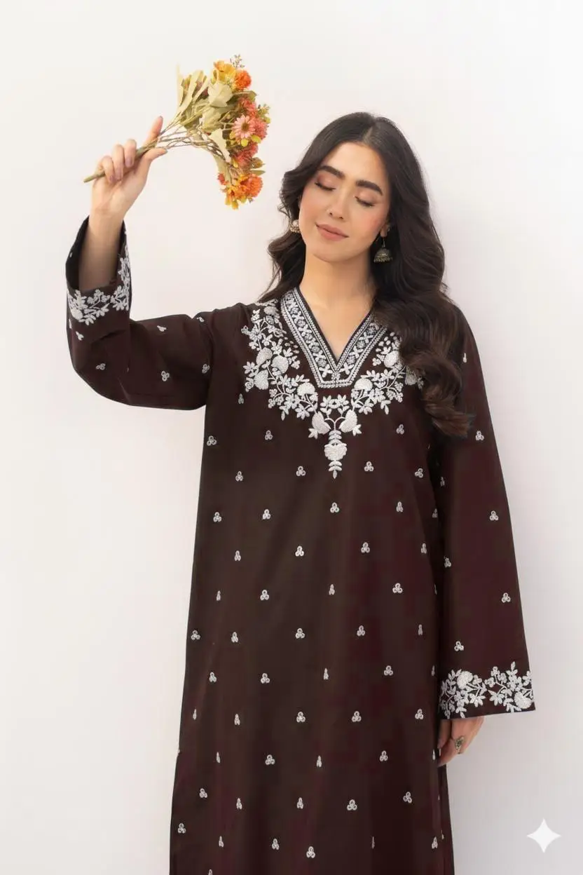 2 Pcs Women's Unstitched Embroidered Suit