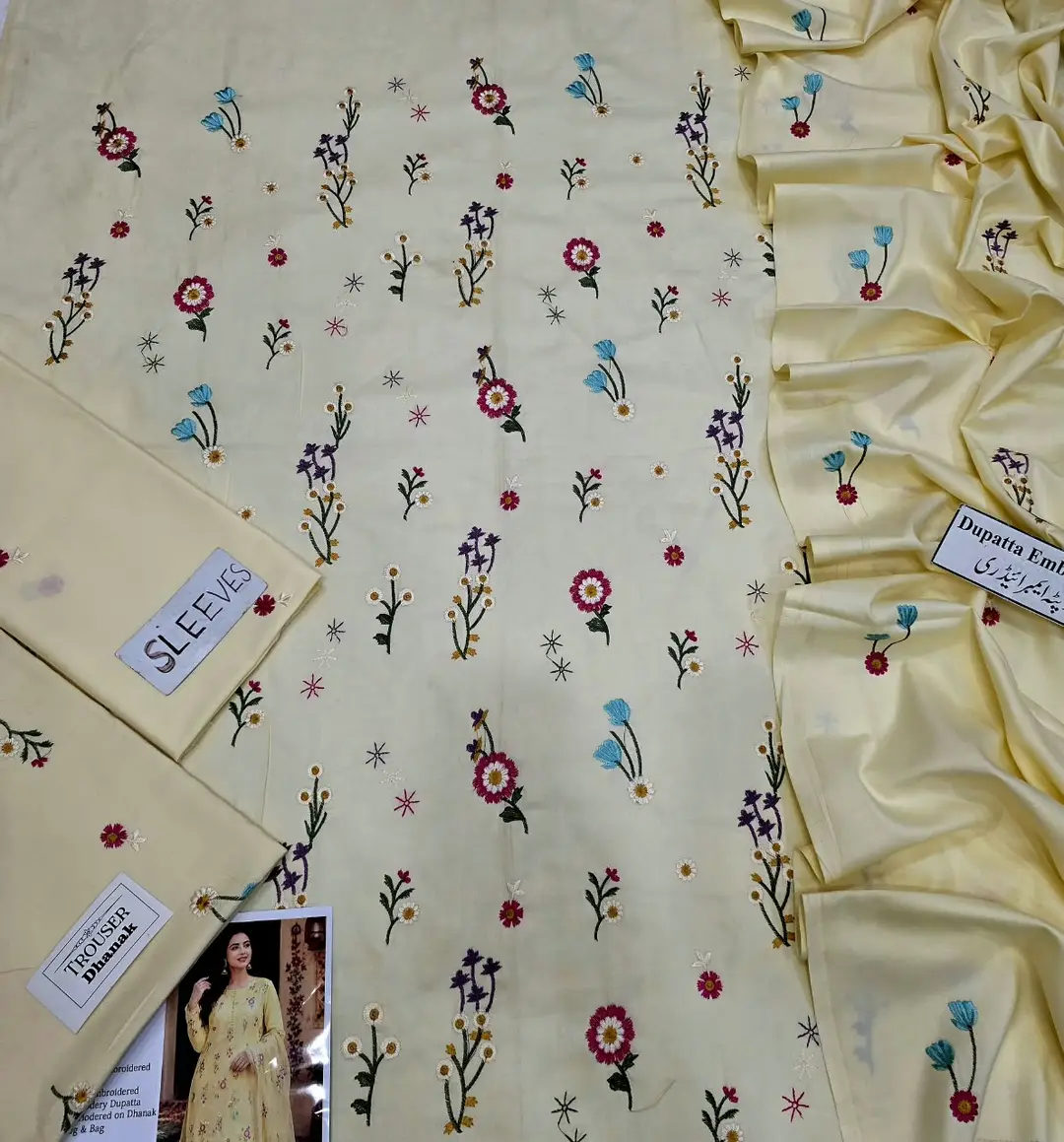 3 Pcs Women's Unstitched Embroidered Suit