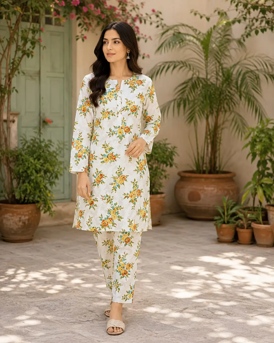 2 Pcs Women's Unstitched Printed Suit