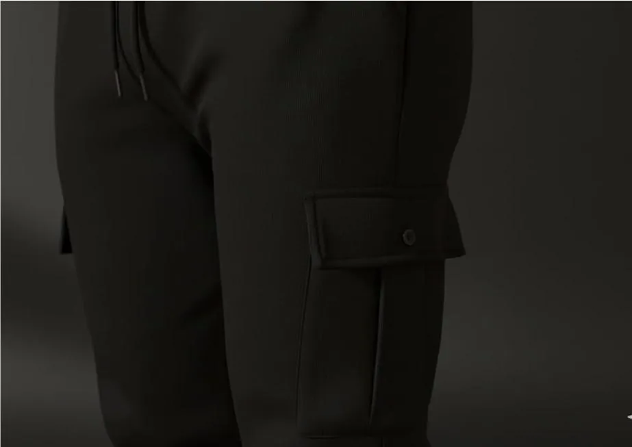Men's Black Polyester Fleece Slim Fit Trouser