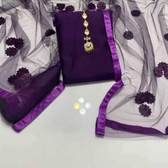 Purple Katan Silk 3-Piece Suit for Women