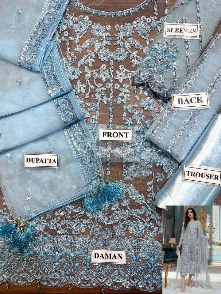 3 Pcs Women's Unstitched Embroidered Suit
