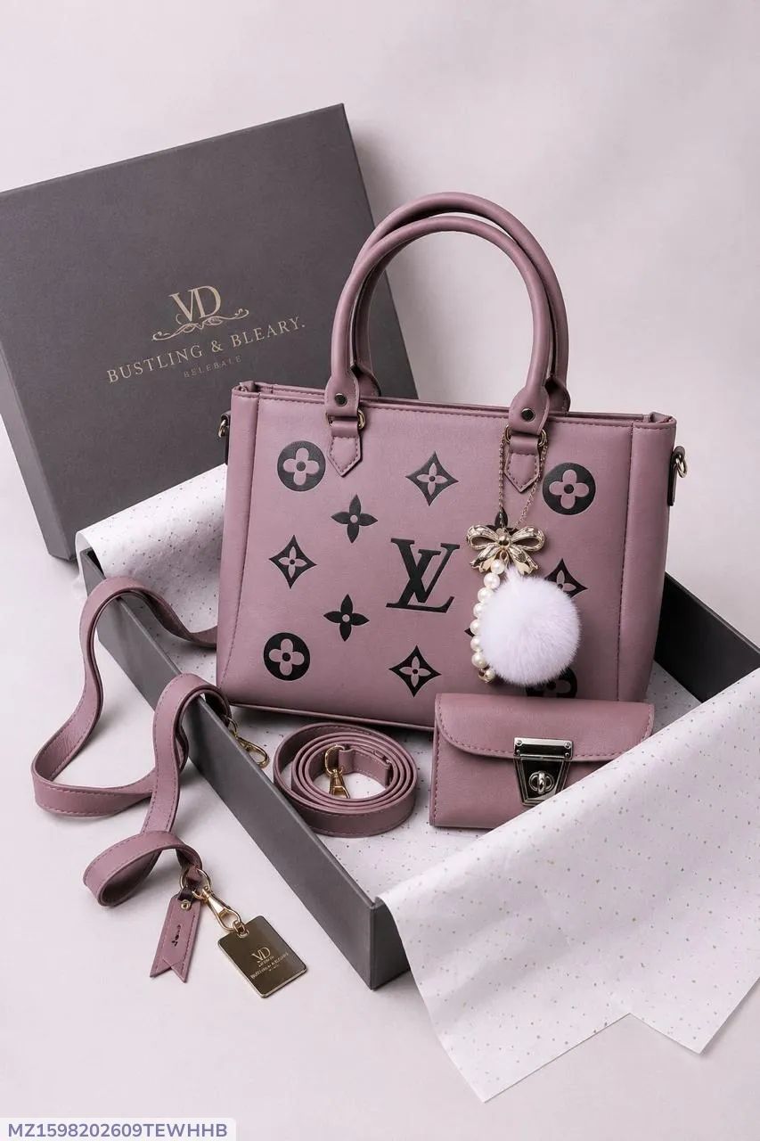Women's Leather Plain Hand Bag Set