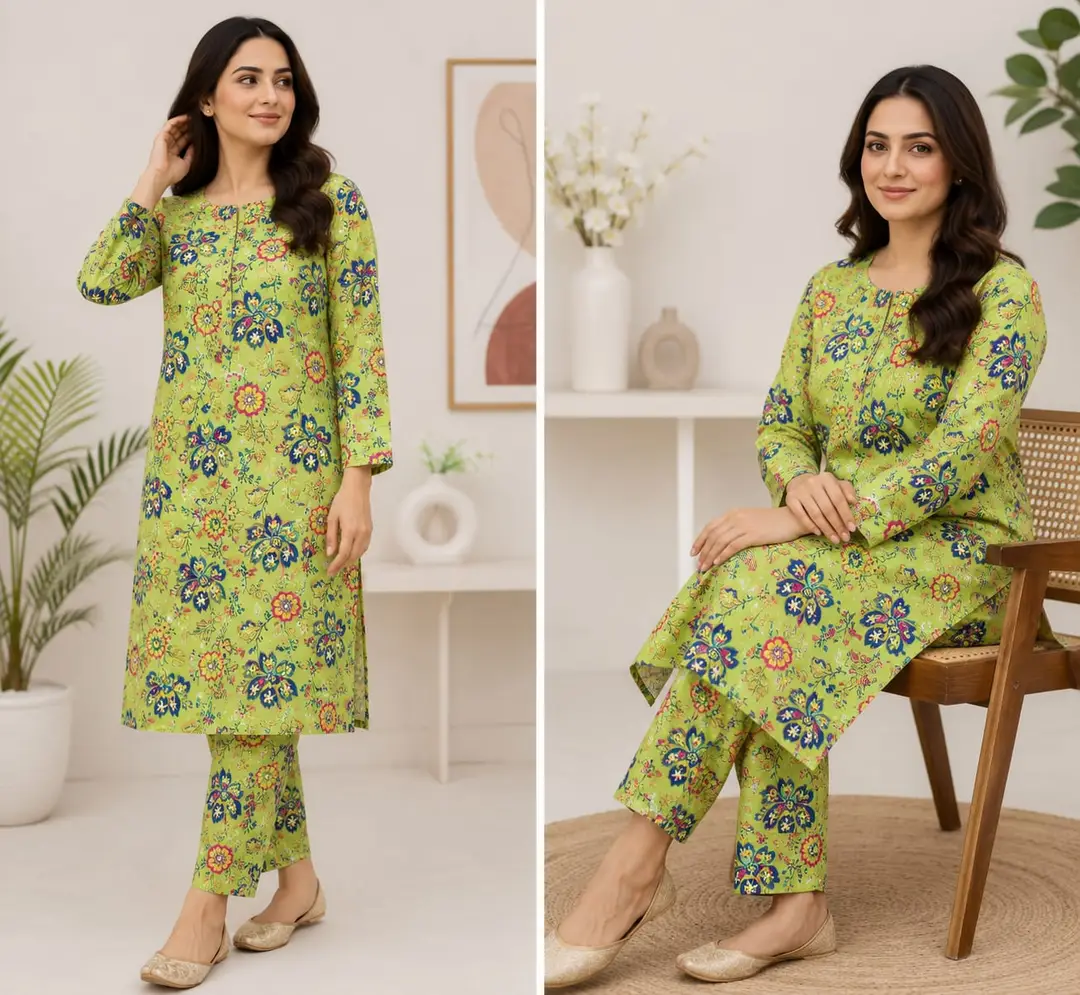 2 Pcs Women's Unstitched Printed Suit