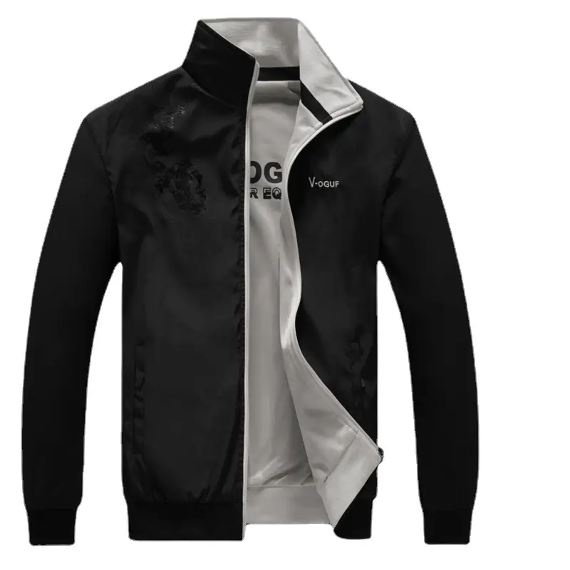 Men Black Double-sided Collar Jacket Premium Material