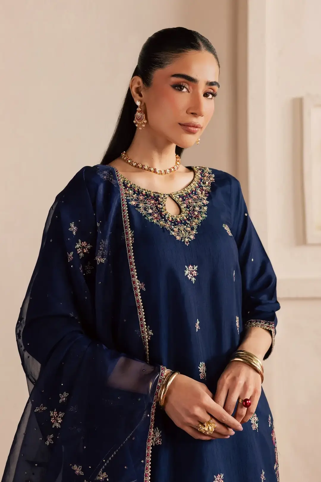 Stylish Women's Stitched Suit in Cotton with Embroidered Pattern - 3 Pcs Set